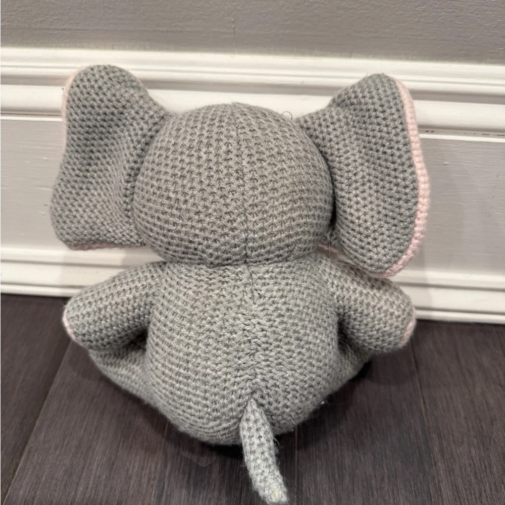 Gray and Pink Elephant Plush Soft Waffle Knit Toy Stuffed Animal Baby Infant